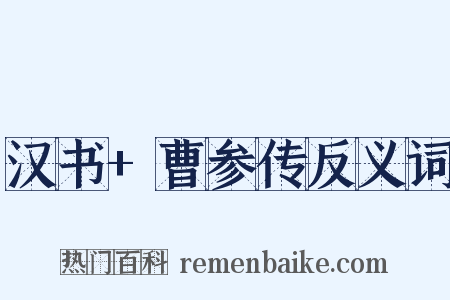 汉书+曹参传反义词是什么意思的图片